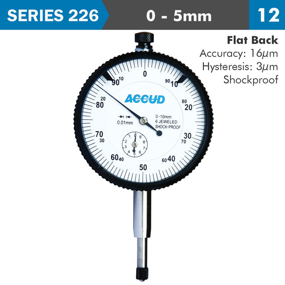 Image of a SHOCKPROOF DIAL INDICATOR FLAT BACK 5MM