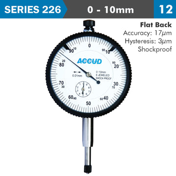 Image of a SHOCKPROOF DIAL INDICATOR FLAT BACK 10MM