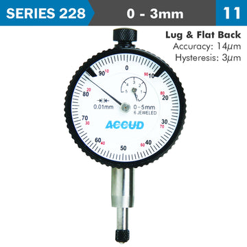 Image of a DIAL INDICATOR 3MM BEZEL 0.01MM GRAD. LUG&FLAT BACK