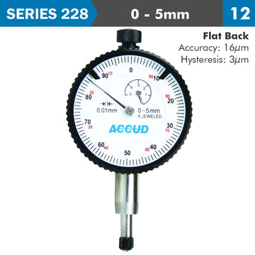 Image of a SHOCKPROOF DIAL INDICATOR FLAT BACK 5MM