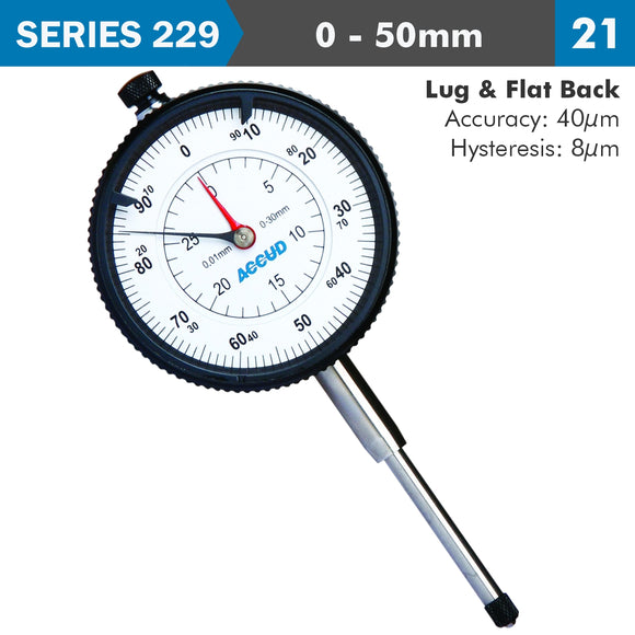 Image of a DIAL INDICATOR 50MM 0.01MM GRAD. LUG&FLAT BACK