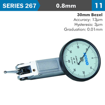 Image of a DIAL TEST INDICATOR 0.8MM 30MM BEZELD 0.013MM ACC. 0.01MM GRAD