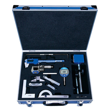 Image of a 12PC MEASURING SET CALIPER MICROMETER MAG. STAND 3 X GAUGES SCRIBER DE