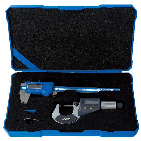 Image of a 2 PIECE MEASURING TOOLS SET DIG. CALIPER 0-150MM & DIG. OUTSIDE MICROM