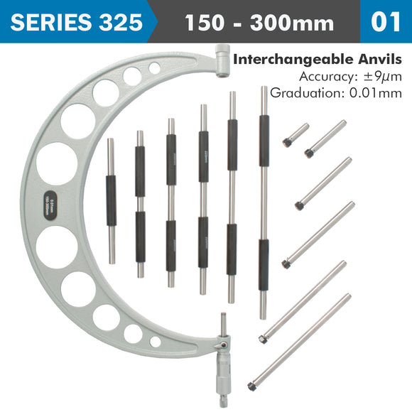 Image of a OUTSIDE MICROMETER 150-300MM 0.004MM ACC. 0.01MM GRAD. WITH INTERCH. A