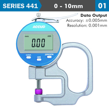 Image of a DIG. THICKNESS GAUGE 10MM 0.005MM ACC. 0.001MM RES. CERAMIC ANVIL