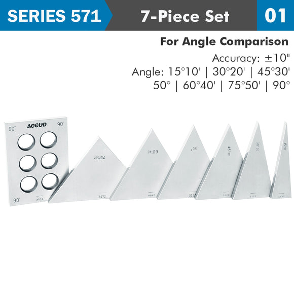 Image of a ANGLE GAUGE BLOCK SET 7PC TRIANGLE 15-90DEG