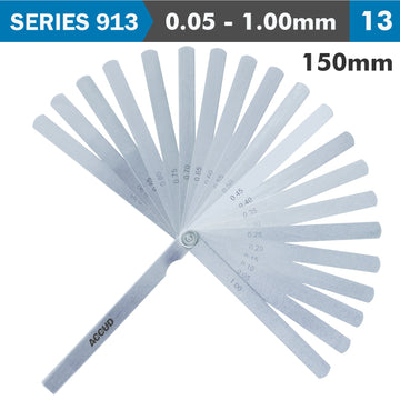 Image of a LONG FEELER GAUGE 150MM 0.05-1.00 13 LEAVES DIN2275