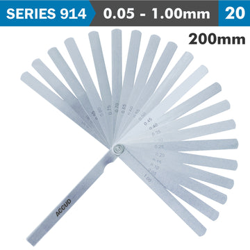 Image of a LONG FEELER GAUGE 200MM 0.05-1.00 20 LEAVES DIN2275
