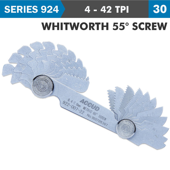 Image of a PITCH GAUGE 4-42TPI 30 LEAVES WHITWORTH 55DEG. SCREW 0.07MM ACC.