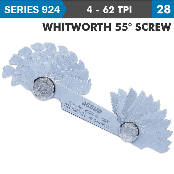Image of a PITCH GAUGE 4-62TPI 28 LEAVES WHITWORTH 55DEG. SCREW 0.07MM ACC.