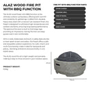 Image of a CASA CALORE Firepit Alaz XL 77cm with Braai function and Weatherproof Cover 2