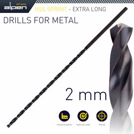 Image of a Alpen HSS Drill Bit 2mm 125 X 85 Extra Long