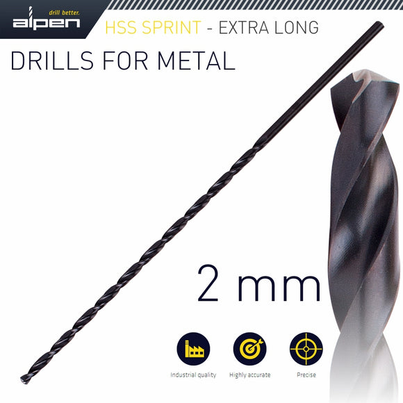 Image of a Alpen HSS Drill Bit 2mm 125 X 85 Extra Long