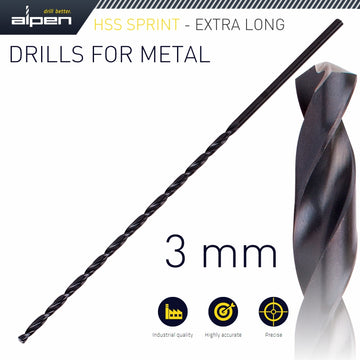 Image of a Alpen HSS Drill Bit 3mm 150X100 Extra Long