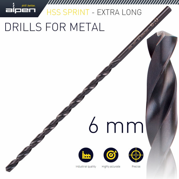 Image of a Alpen HSS Drill Bit 6mm 205 X 140 Extra Long