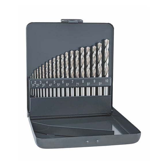 Image of a Alpen Pro Km19 HSS-G 1 -10 X 0.5mm Metal Case 135 Split Pnt Set 19 Pcs