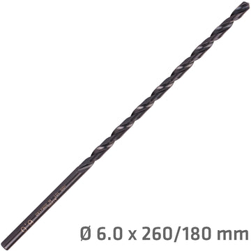Image of a Alpen HSS Drill Bit 6mm 260 X 180 Extra Long