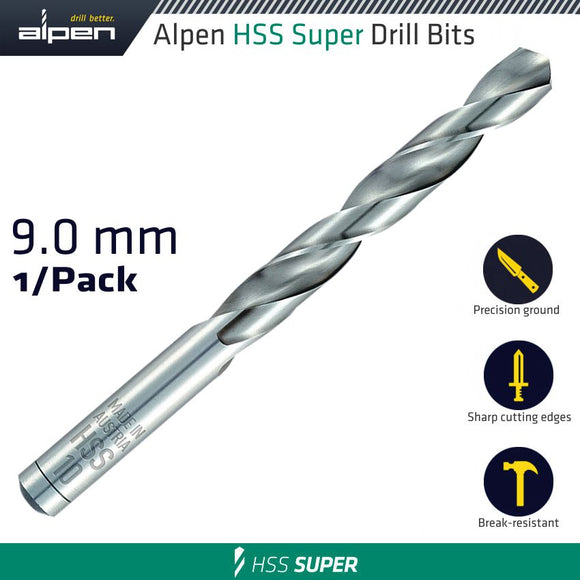 Image of a Alpen HSS Super Drill Bit 9mm