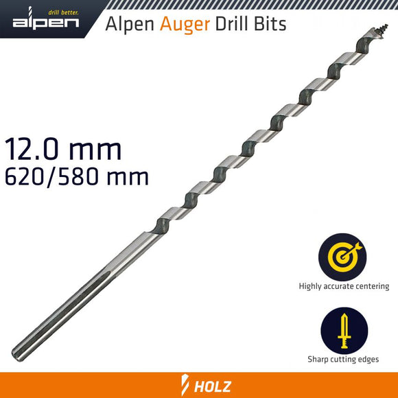 Image of a Alpen Wood Auger Drill Bit 620 X 580 12mm