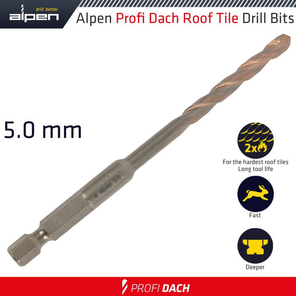 Image of a Alpen Roof Tile Drill Bit Hex 5.0mm 1/Pack