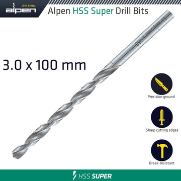 Image of a Alpen HSS Drill Bit Long 3 X 100mm Bulk