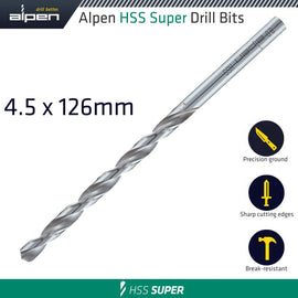 Image of a Alpen HSS Drill Bit Long 4.5 X 126mm Bulk