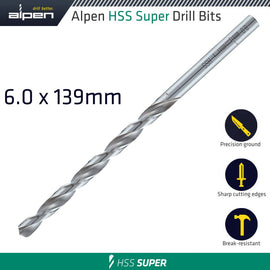 Image of a Alpen HSS Drill Bit Long 6 X 139mm Bulk