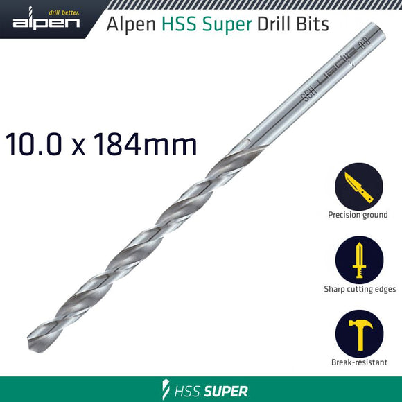 Image of a Alpen HSS Drill Bit Long 10 X 184mm Bulk