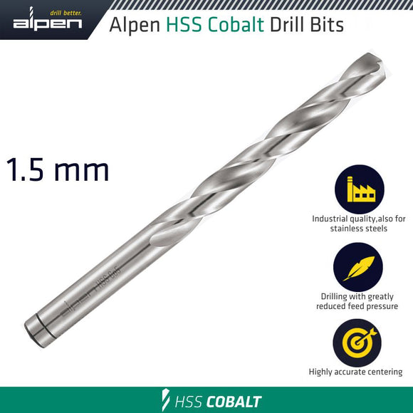Image of a Alpen HSS Cobalt Din 338 1.5mm Bulk