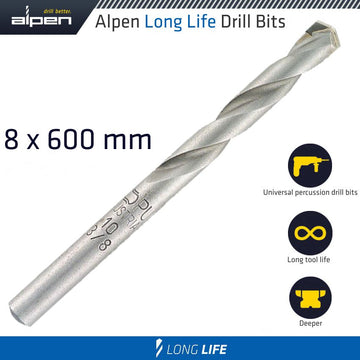 Image of a Alpen Masonry Drill Bit Long Life 8 X 600mm Pouch