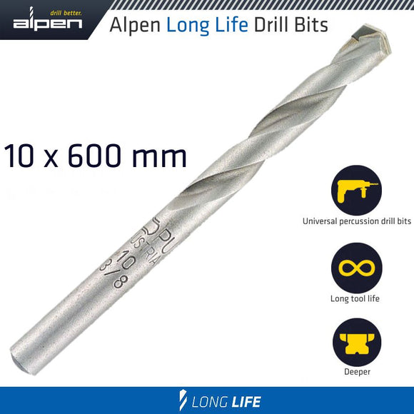 Image of a Alpen Masonry Drill Bit Long Life 10 X 600mm Pouch