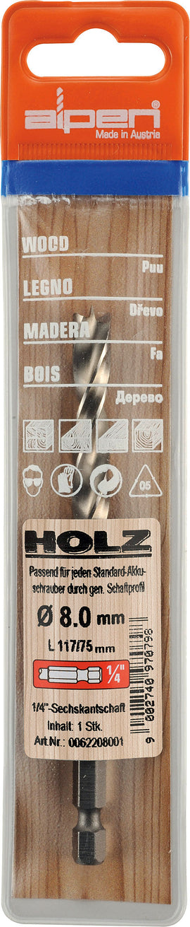 Image of a Alpen HSS Wood Bit 4mm Hex Shank