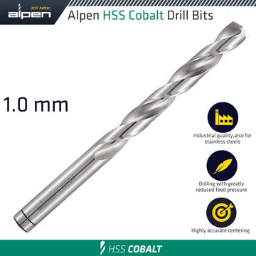 Image of a Alpen HSS Cobalt Drill Bit 1.0mm