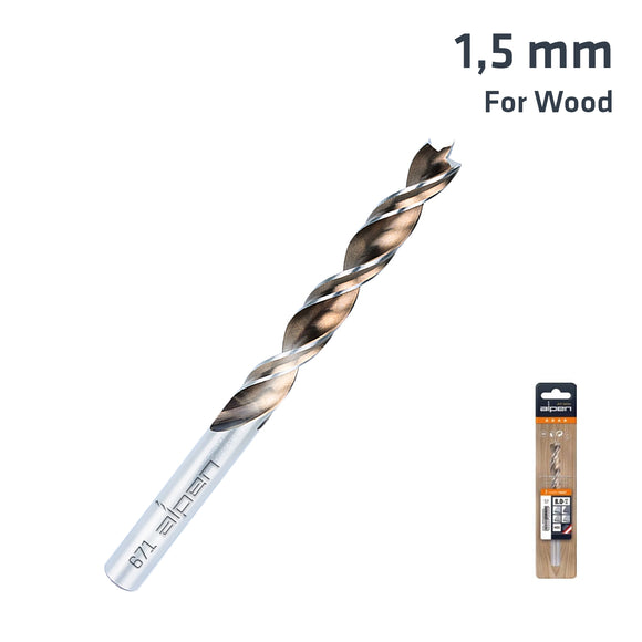 Image of a Alpen Timber Twist 1.5mm Wood Drill Bit (2) Sleeved