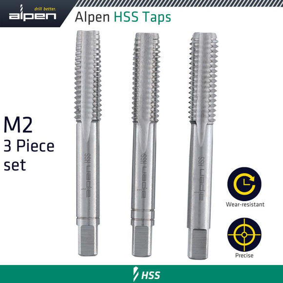 Image of a Alpen Hand Tap Set In Pouch M2 HSS 0.5mm Pitch