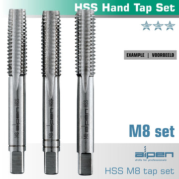 Image of a Alpen Hand Tap Set In Pouch M8 HSS 1.25mm Pitch