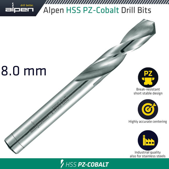 Image of a Alpen Cobalt Drill Short Bulk 8.00mm