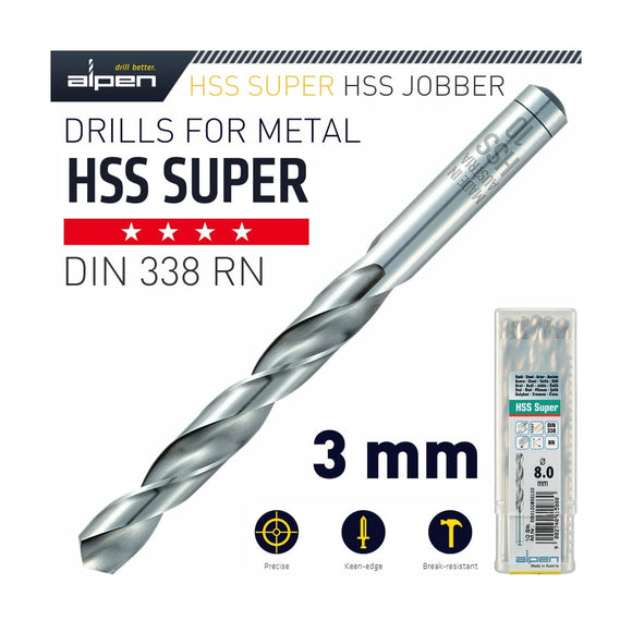 Alpen HSS Super Drill Bit 3mm Bulk - image 01