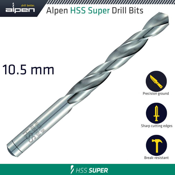 Image of a Alpen HSS Super Drill Bit 10.5mm Bulk