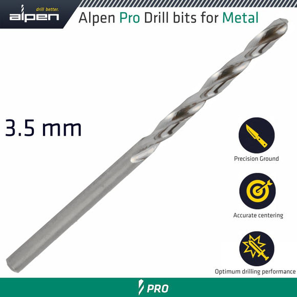 Image of a Alpen Pro HSS Drill Din 338 Rn 135 With Split Point 3.5mm Bulk