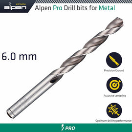 Image of a Alpen Pro 6.0mm HSS Drill Din 338 Rn 135 With Split Point Bulk