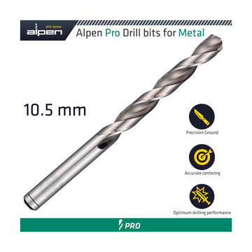 Alpen Pro HSS Drill Din 338 Rn 135  With Split Point 10.5mm Bulk - image 01