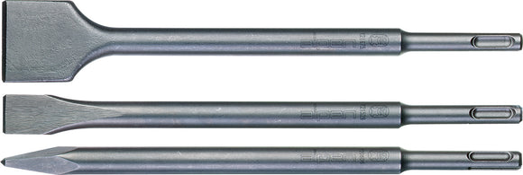 Image of a Alpen SDS Chisel Set Plastic Tube Point X250mm Flat 20X250 Flat 40X250