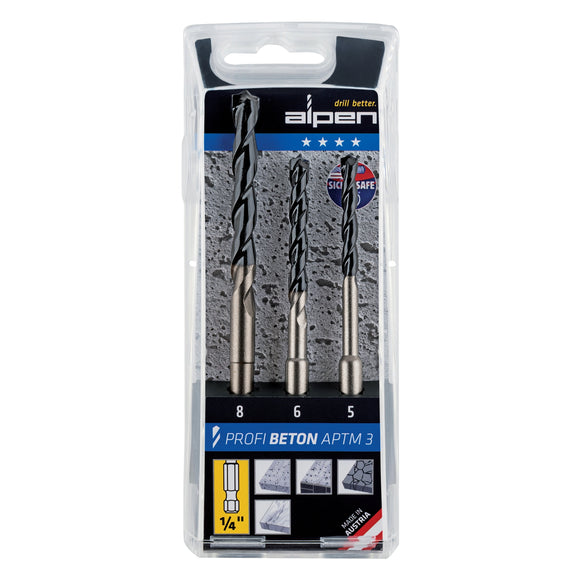 Image of a Alpen Profi Beton 3 Piece Set Hex Shank 5 6 8mm