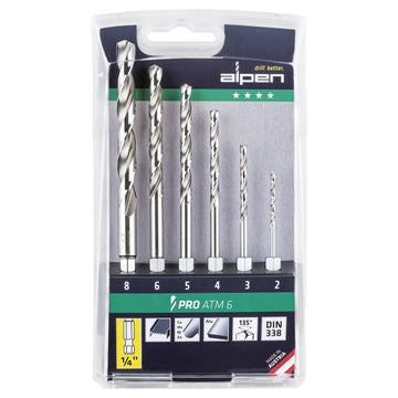 Image of a Alpen Hex Shank HSS Pro Set 6 Piece 2 3 4 5 6 8mm