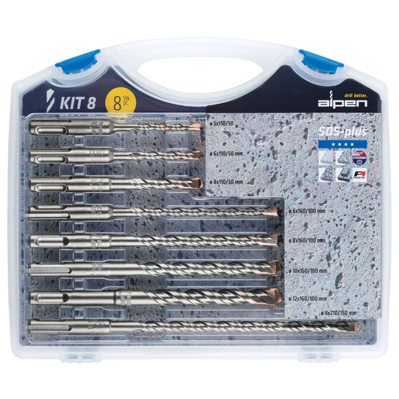 Image of a Alpen SDS Plus Drill Bit Set 8 Piece In Plastic Carry Case