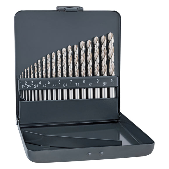 Image of a Alpen Cobalt Drill Bit Set 19 Piece 1-10 X 0.5mm In Metal Case