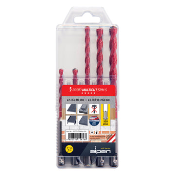 Image of a Alpen Profi Multicut SDS Drill Bit Set   5. 6 X 110mm  6. 8 10 mm X 160mm