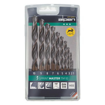 Image of a Alpen HSS Sprint Drill Bit Set 10 Piece 1-10 X 1.0